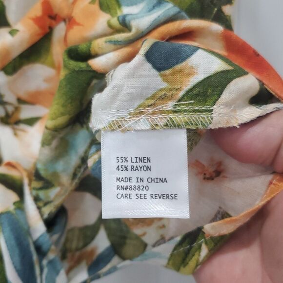 Panama Jack Tropical Floral Safari Zebra Linen Blend Sleeveless Top Size Large - Picture 4 of 6